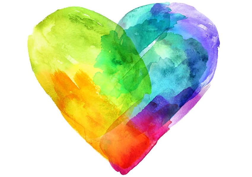 Rainbow watercolor heart