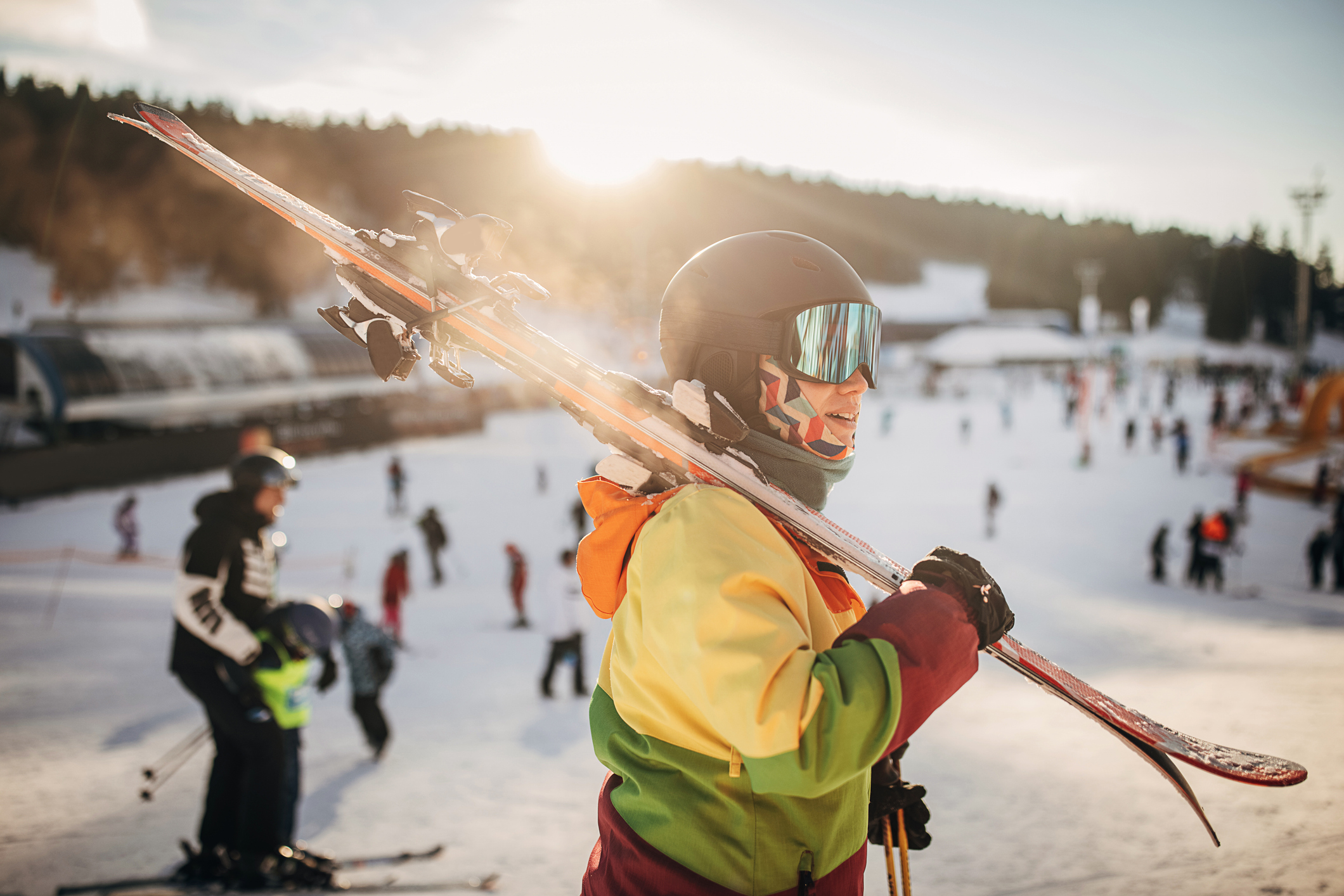 Woman at a ski resort 